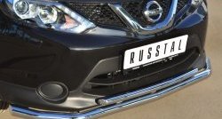 16 849 р. Защита переднего бампера (2 трубыØ63 и 42 мм, нержавейка) SLITKOFF  Nissan Qashqai  2 (2013-2019) J11 дорестайлинг  с доставкой в г. Пермь. Увеличить фотографию 2