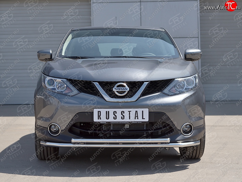 15 449 р. Защита переднего бампера (2 трубыØ42 мм, нержавейка) SLITKOFF  Nissan Qashqai  2 (2013-2019) J11 дорестайлинг  с доставкой в г. Пермь