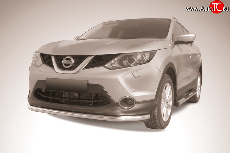 11 899 р. Одинарная защита переднего бампера из трубы диаметром 57 мм Slitkoff Nissan Qashqai 2 J11 дорестайлинг (2013-2019) (Нержавейка, Полированная)  с доставкой в г. Пермь
