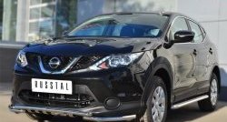 21 899 р. Защита переднего бампера (Ø42 мм с зубами, нержавейка) SLITKOFF  Nissan Qashqai  2 (2013-2019) J11 дорестайлинг  с доставкой в г. Пермь. Увеличить фотографию 2
