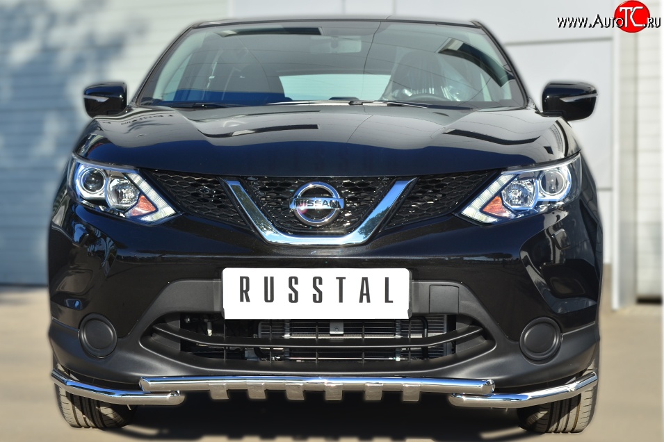 21 899 р. Защита переднего бампера (Ø42 мм с зубами, нержавейка) SLITKOFF  Nissan Qashqai  2 (2013-2019) J11 дорестайлинг  с доставкой в г. Пермь