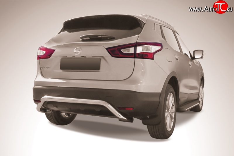 12 299 р. Фигурная защита заднего бампера диаметром 57 мм Slitkoff  Nissan Qashqai  2 (2013-2019) J11 дорестайлинг (Нержавейка, Полированная)  с доставкой в г. Пермь