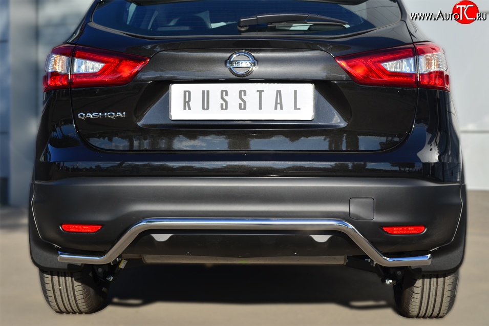 14 399 р. Защита заднего бампера (Ø42 мм волна, нержавейка) SLITKOFF  Nissan Qashqai  2 (2013-2019) J11 дорестайлинг  с доставкой в г. Пермь