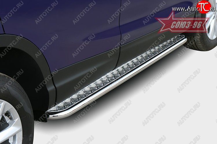 11 474 р. Защита порогов с листом Souz-96 (d42). Nissan Qashqai 2 J11 дорестайлинг (2013-2019)  с доставкой в г. Пермь