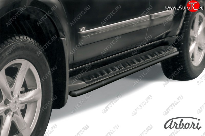 5 399 р. Защита штатных порогов Arbori (черная, d42 mm). Nissan Pathfinder R51 рестайлинг (2009-2014)  с доставкой в г. Пермь