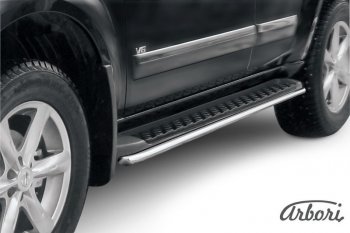11 699 р. Защита заднего бампера Arbori (нержавейка, 1 труба d42 mm). Nissan Pathfinder R51 рестайлинг (2009-2014)  с доставкой в г. Пермь. Увеличить фотографию 2