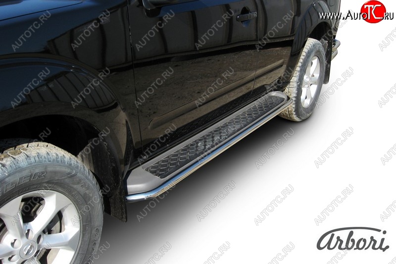 11 699 р. Защита заднего бампера Arbori (нержавейка, 1 труба d42 mm). Nissan Pathfinder R51 рестайлинг (2009-2014)  с доставкой в г. Пермь