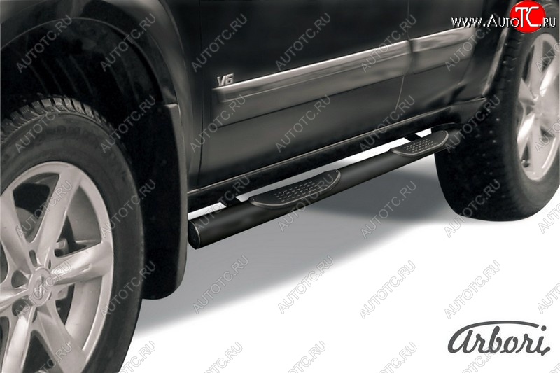 7 703 р. Защита штатных порогов Arbori (с проступью, черная, d76 mm).  Nissan Pathfinder  R51 (2009-2014) рестайлинг  с доставкой в г. Пермь