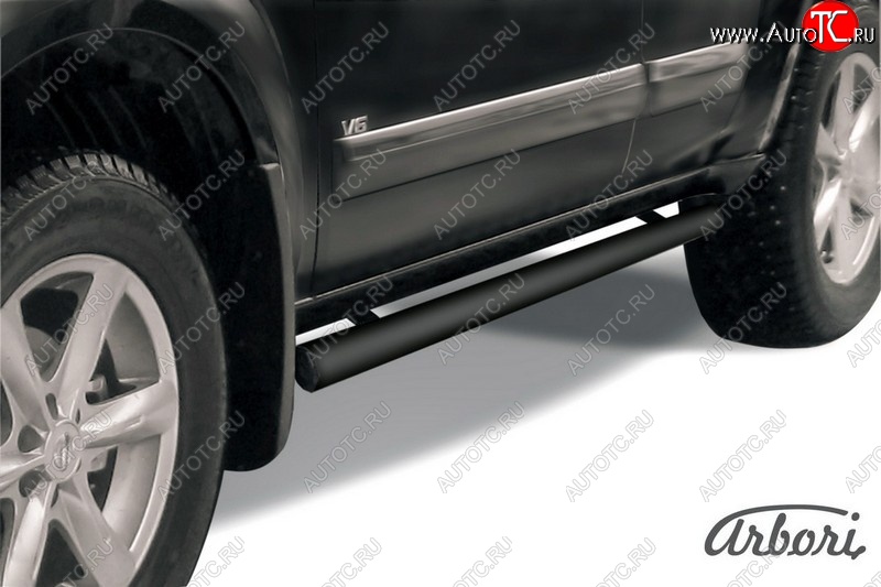 6 569 р. Защита штатных порогов Arbori (черная, d76 mm). Nissan Pathfinder R51 рестайлинг (2009-2014)  с доставкой в г. Пермь