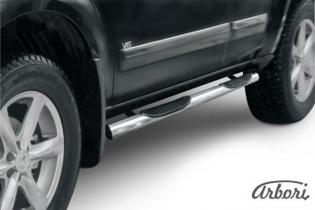 14 579 р. Защита штатных порогов Arbori (с проступью, нержавейка, d76 mm). Nissan Pathfinder R51 рестайлинг (2009-2014)  с доставкой в г. Пермь. Увеличить фотографию 2
