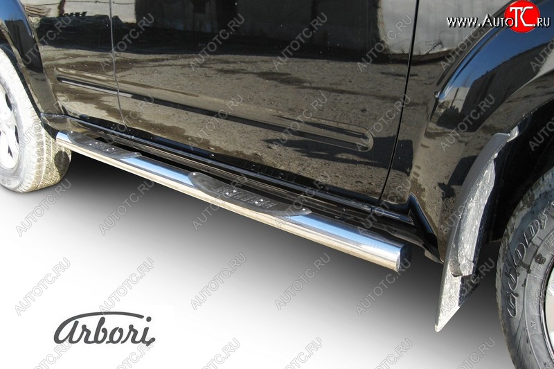 14 579 р. Защита штатных порогов Arbori (с проступью, нержавейка, d76 mm). Nissan Pathfinder R51 рестайлинг (2009-2014)  с доставкой в г. Пермь