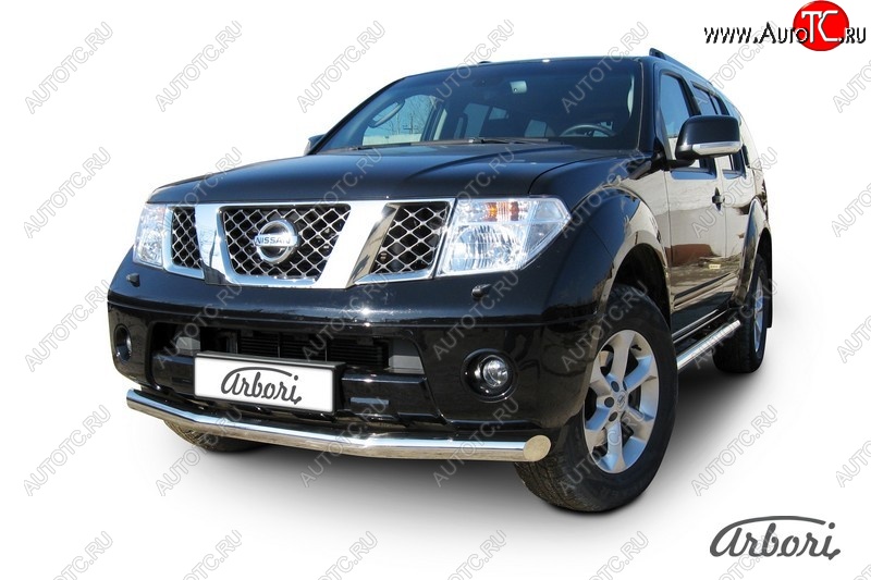 13 319 р. Защита переднего бампера Arbori (нержавейка, 1 труба d76 mm). Nissan Pathfinder R51 рестайлинг (2009-2014)  с доставкой в г. Пермь