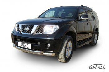 15 749 р. Защита переднего бампера Arbori (нержавейка, 2 трубы d76 и 57 mm) Nissan Pathfinder R51 рестайлинг (2009-2014)  с доставкой в г. Пермь. Увеличить фотографию 2