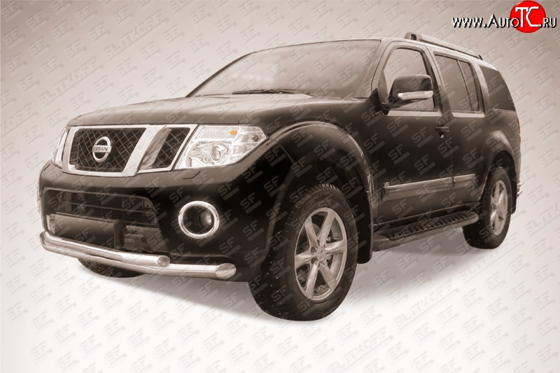 15 999 р. Защита переднего бампера Slitkoff (Ø76 и 57)  Nissan Pathfinder  R51 (2009-2014) рестайлинг (Нержавейка, Полированная)  с доставкой в г. Пермь