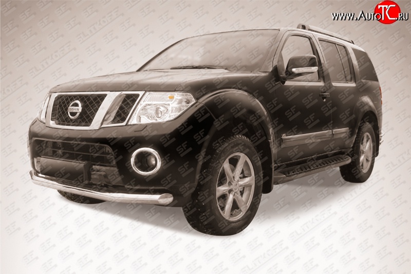 13 499 р. Защита переднего бампера Slitkoff (Ø76)  Nissan Pathfinder  R51 (2009-2014) рестайлинг (Нержавейка, Полированная)  с доставкой в г. Пермь
