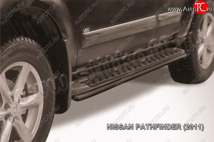 7 649 р. Защита штатного порога d42 Slitkoff  Nissan Pathfinder  R51 (2009-2014) рестайлинг (Цвет: серебристый)  с доставкой в г. Пермь