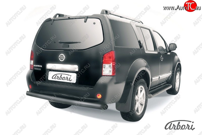 7 019 р. Защита заднего бампера Arbori (черная, 1 труба d76 mm). Nissan Pathfinder R51 рестайлинг (2009-2014)  с доставкой в г. Пермь