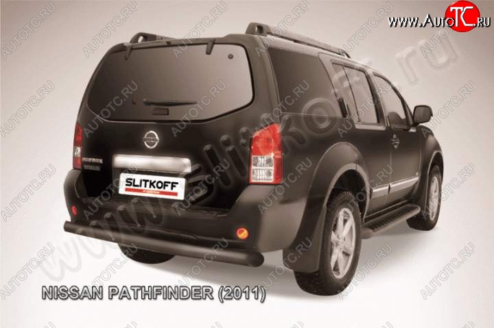 9 449 р. Защита задняя Slitkoff  Nissan Pathfinder  R51 (2009-2014) рестайлинг (Цвет: серебристый)  с доставкой в г. Пермь