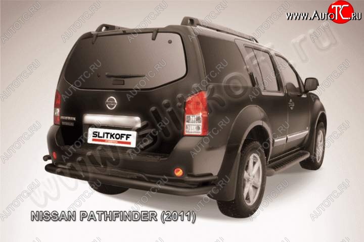 11 299 р. Защита задняя Slitkoff  Nissan Pathfinder  R51 (2009-2014) рестайлинг (Цвет: серебристый)  с доставкой в г. Пермь