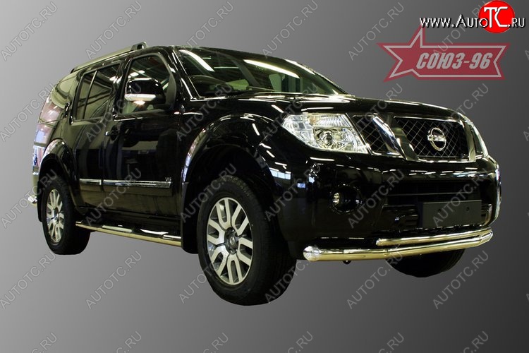 23 669 р. Защита переднего бампера двойная Souz-96 (d76/42) Nissan Pathfinder R51 рестайлинг (2009-2014)  с доставкой в г. Пермь