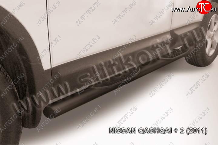 13 599 р. Защита порогов Slitkoff  Nissan Qashqai +2  1 (2010-2014) J10 рестайлинг (Цвет: серебристый)  с доставкой в г. Пермь