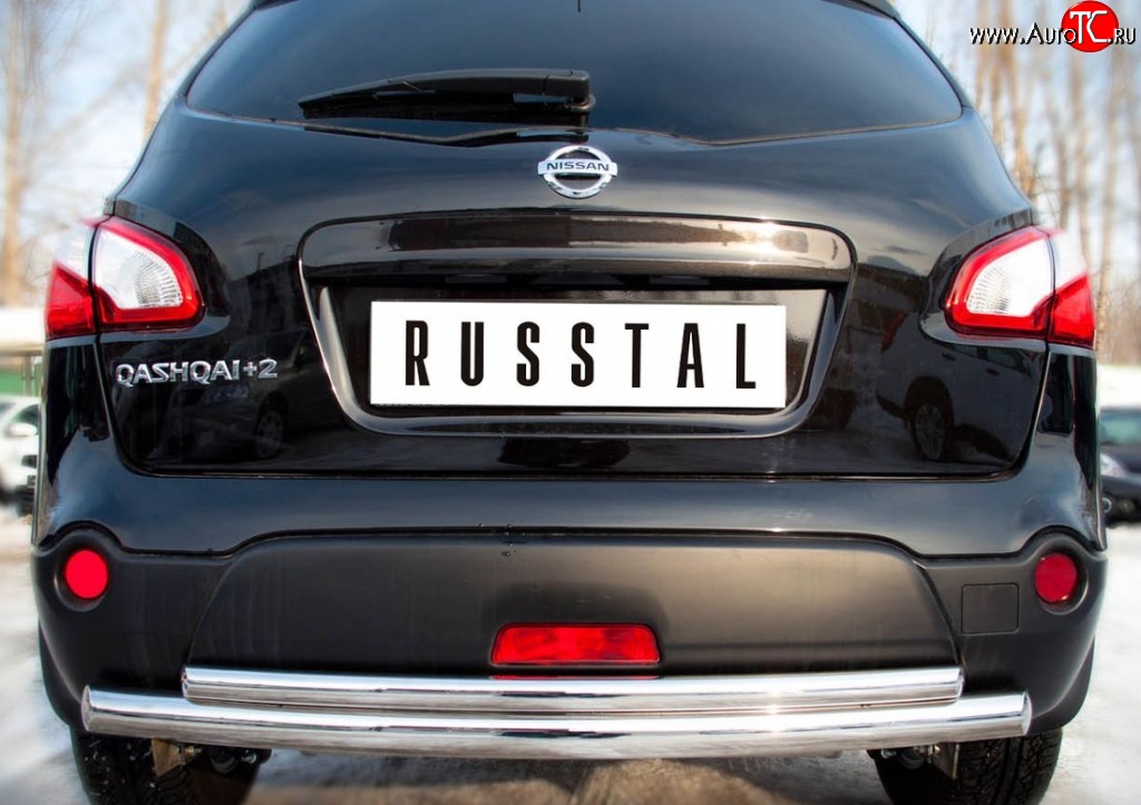 16 499 р. Защита заднего бампера (Ø63 и 42 мм, нержавейка) SLITKOFF  Nissan Qashqai +2  1 (2010-2014) J10 рестайлинг  с доставкой в г. Пермь