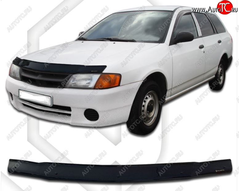 1 899 р. Дефлектор капота CA-Plastic Nissan AD Y11 (1999-2008) (Classic черный, Без надписи)  с доставкой в г. Пермь