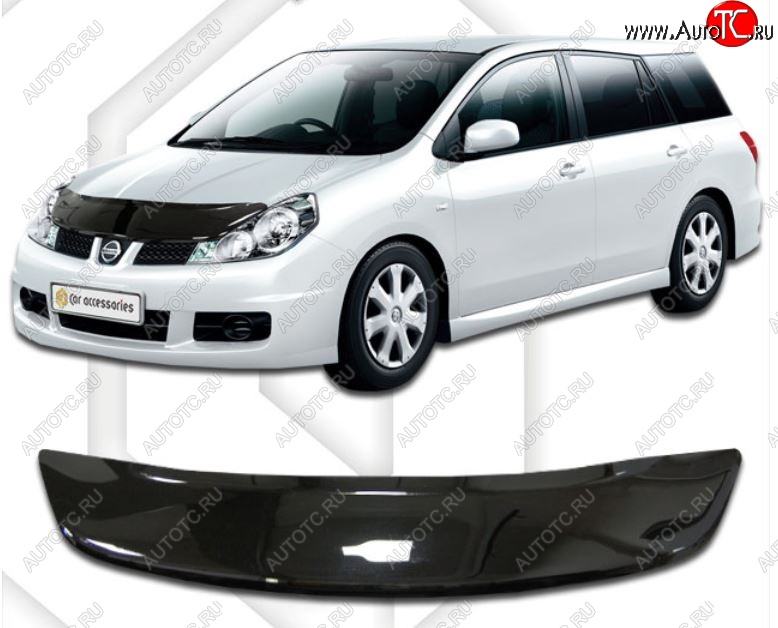1 999 р. Дефлектор капота CA-Plastic Nissan AD Y12 дорестайлинг (2006-2016) (Classic черный, Без надписи)  с доставкой в г. Пермь