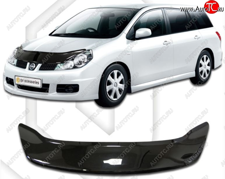 2 379 р. Дефлектор капота CA-Plastiс exclusive Nissan AD Y12 дорестайлинг (2006-2016) (Classic черный, Без надписи)  с доставкой в г. Пермь