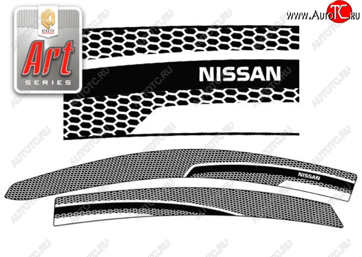 2 199 р. Дефлектора окон CA-Plastic  Nissan Almera  G15 (2012-2019) седан (Серия Art графит, Без хром.молдинга)  с доставкой в г. Пермь