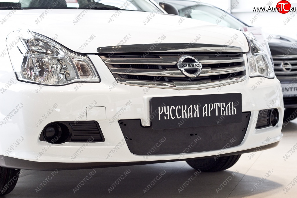 1 059 р. Зимняя заглушка решетки переднего бампера РА  Nissan Almera  G15 (2012-2019) седан  с доставкой в г. Пермь