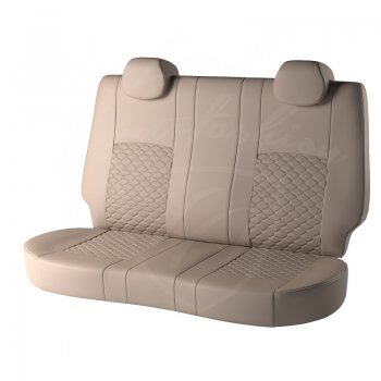 6 399 р. Чехлы для сидений (G11/G15) Lord Autofashion Турин Соты (экокожа)  Nissan Almera  G15 (2012-2019) седан (Бежевый, вставка Бежевая, строчка Бежевая)  с доставкой в г. Пермь. Увеличить фотографию 2