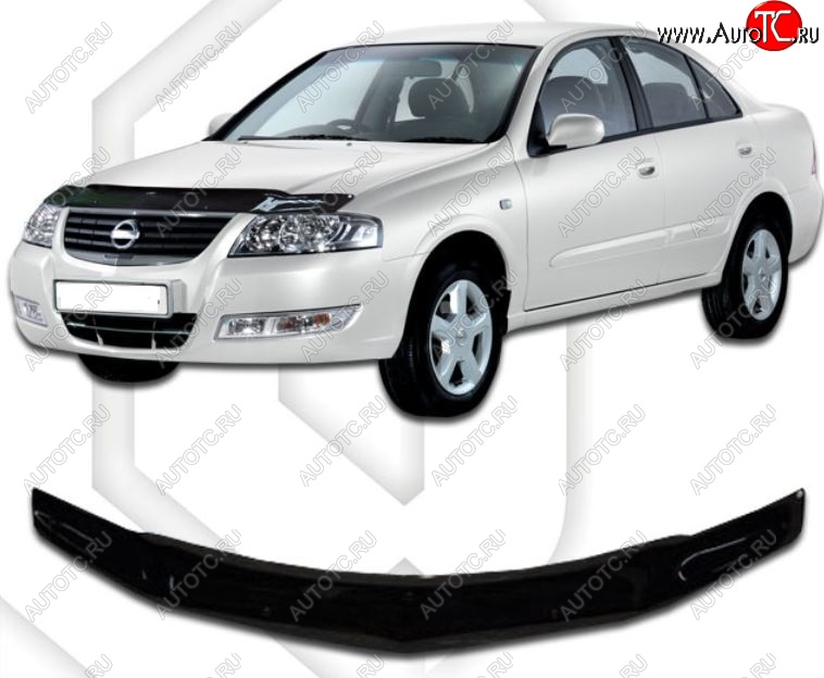 1 899 р. Дефлектор капота CA-Plastic  Nissan Almera Classic  седан (2006-2013) B10 (Classic черный, Без надписи)  с доставкой в г. Пермь