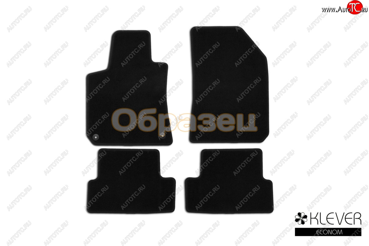 4 849 р. Коврики в салон Klever Econom (текстиль, 4 шт., без подпятника, оверлок) Nissan Almera Classic седан B10 (2006-2013) (Черный)  с доставкой в г. Пермь