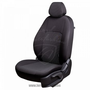 Чехлы для сидений Lord Autofashion Дублин (жаккард, сплошная спинка). Nissan Almera Classic седан B10 (2006-2013) (Черный, вставка Ёж Белый)