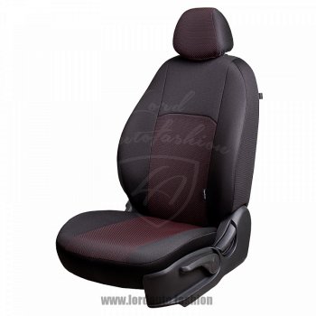 Чехлы для сидений Lord Autofashion Дублин (жаккард, сплошная спинка) Nissan Almera Classic седан B10 (2006-2013) (Черный, вставка Ёж Красный)