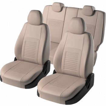 6 799 р. Чехлы для сидений Lord Autofashion Турин (экокожа, сплошная спинка, 3 Г-образных подголовника)  Nissan Almera Classic  седан (2006-2013) B10 (Бежевый, вставка бежевая)  с доставкой в г. Пермь. Увеличить фотографию 2