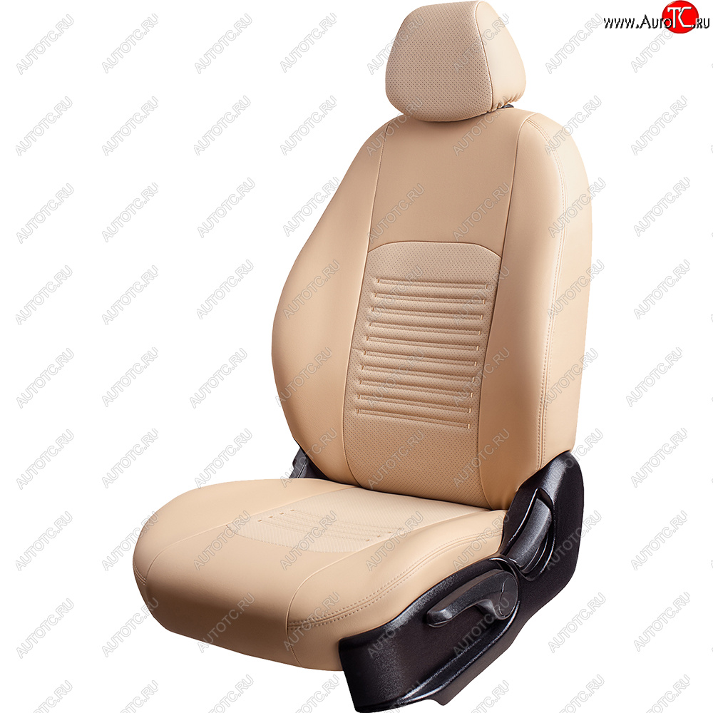 6 799 р. Чехлы для сидений Lord Autofashion Турин (экокожа, сплошная спинка, 3 Г-образных подголовника)  Nissan Almera Classic  седан (2006-2013) B10 (Бежевый, вставка бежевая)  с доставкой в г. Пермь