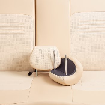 6 799 р. Чехлы для сидений Lord Autofashion Турин (экокожа, сплошная спинка, 3 Г-образных подголовника)  Nissan Almera Classic  седан (2006-2013) B10 (Бежевый, вставка бежевая)  с доставкой в г. Пермь. Увеличить фотографию 5