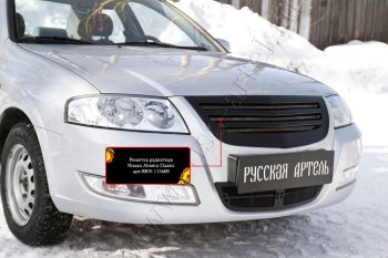 2 799 р. Решетка радиатора с сеткой металлик RA Nissan Almera Classic седан B10 (2006-2013) (Поверхность глянец (под покраску))  с доставкой в г. Пермь. Увеличить фотографию 2