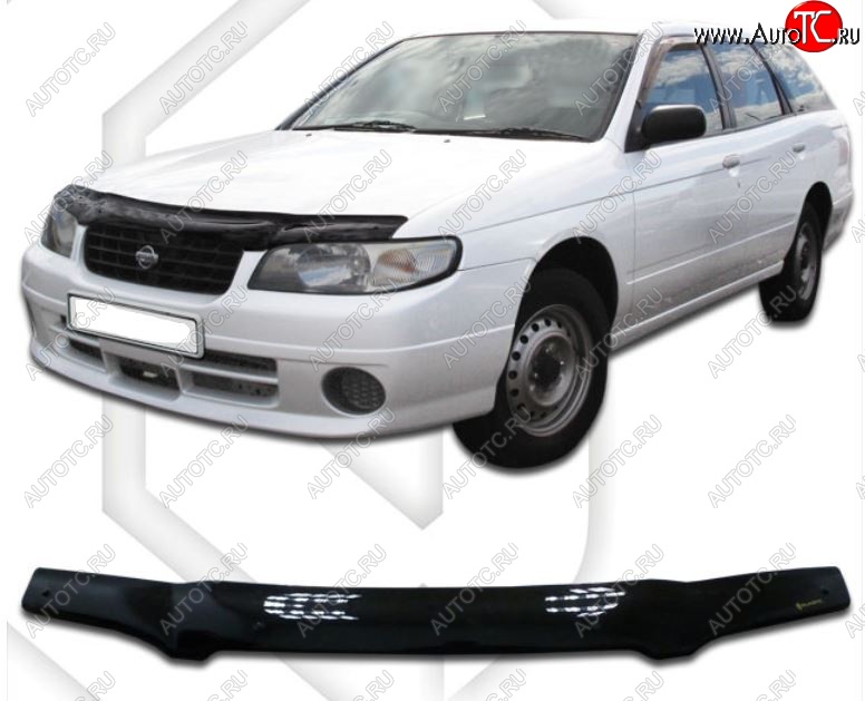 1 999 р. Дефлектор капота CA-Plastic Nissan Avenir (1999-2005) (Classic черный, Без надписи)  с доставкой в г. Пермь