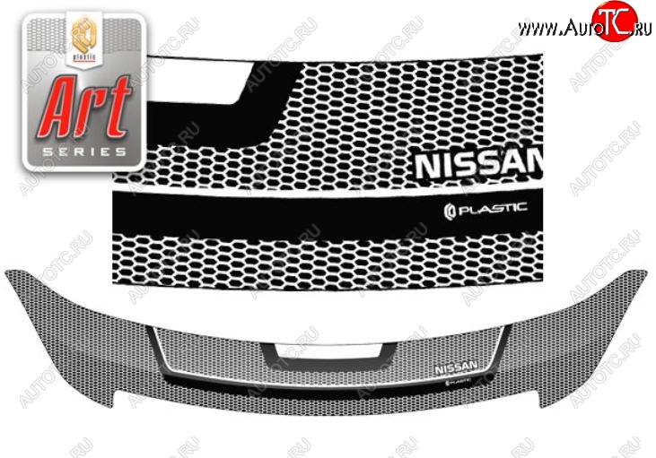 2 299 р. Дефлектор капота CA-Plastiс  Nissan Bluebird Sylphy  седан (2005-2012) G11 (Серия Art белая)  с доставкой в г. Пермь