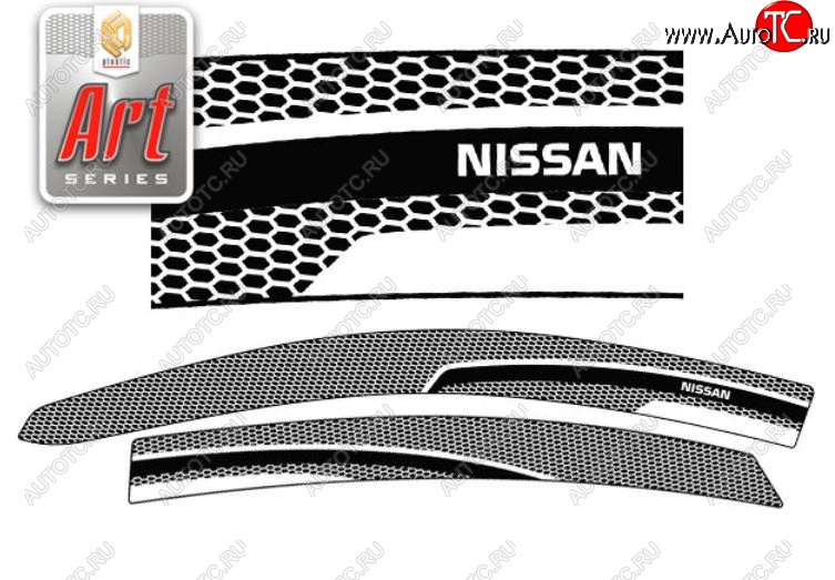 2 199 р. Дефлектора окон CA-Plastic  Nissan Bluebird Sylphy  седан (2005-2012) G11 (Серия Art белая, Без хром.молдинга)  с доставкой в г. Пермь