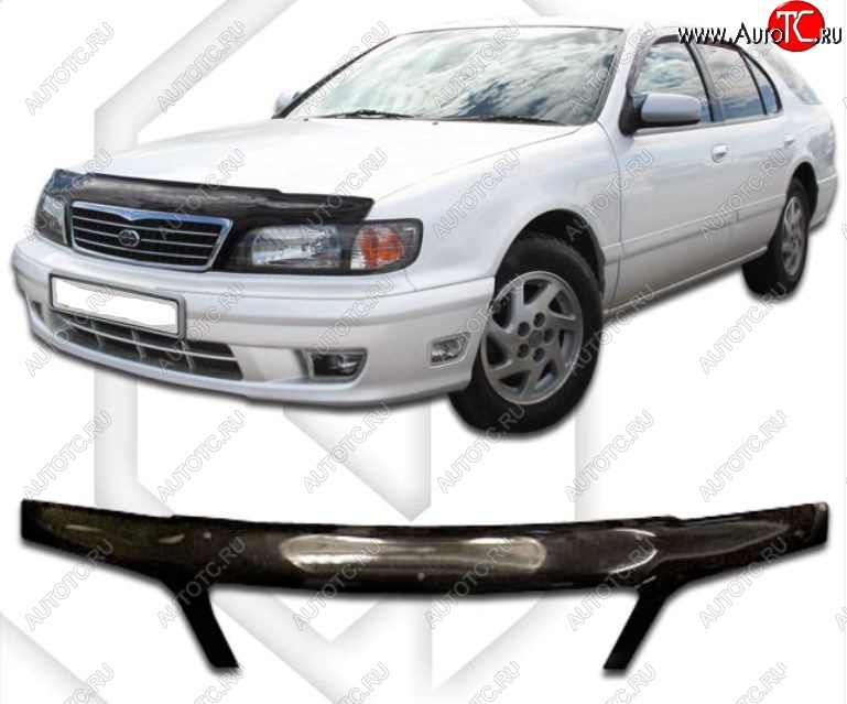 2 199 р. Дефлектор капота (exclusive ) CA-Plastiс   Nissan Cefiro  A32 (1994-1998) (серия Classic черный, Без надписи)  с доставкой в г. Пермь