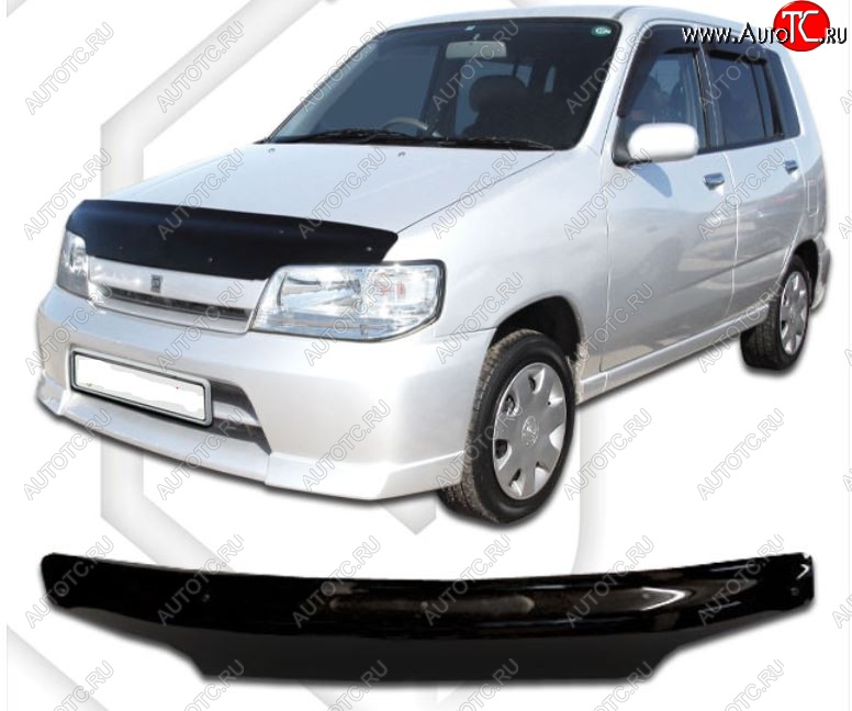 2 079 р. Дефлектор капота CA-Plastic  Nissan Cube  1 (1998-2002) (Classic черный, Без надписи)  с доставкой в г. Пермь