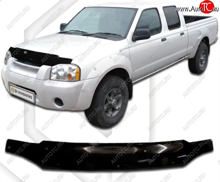 1 999 р. Дефлектор капота CA-Plastic Nissan Frontier 1 рестайлинг (2001-2005) (Classic черный, Без надписи)  с доставкой в г. Пермь