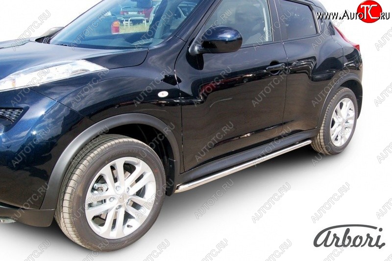 12 149 р. Защита штатных порогов 2WD Arbori (нержавейка, d42 mm). Nissan Juke 1 YF15 рестайлинг (2014-2020)  с доставкой в г. Пермь