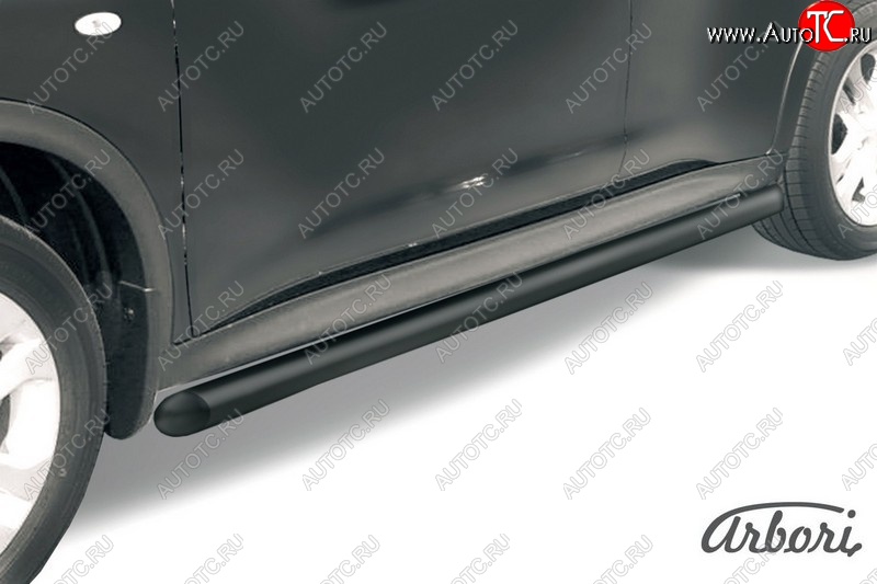6 389 р. Защита штатных порогов Arbori (черная, d57 mm). Nissan Juke 1 YF15 рестайлинг (2014-2020)  с доставкой в г. Пермь