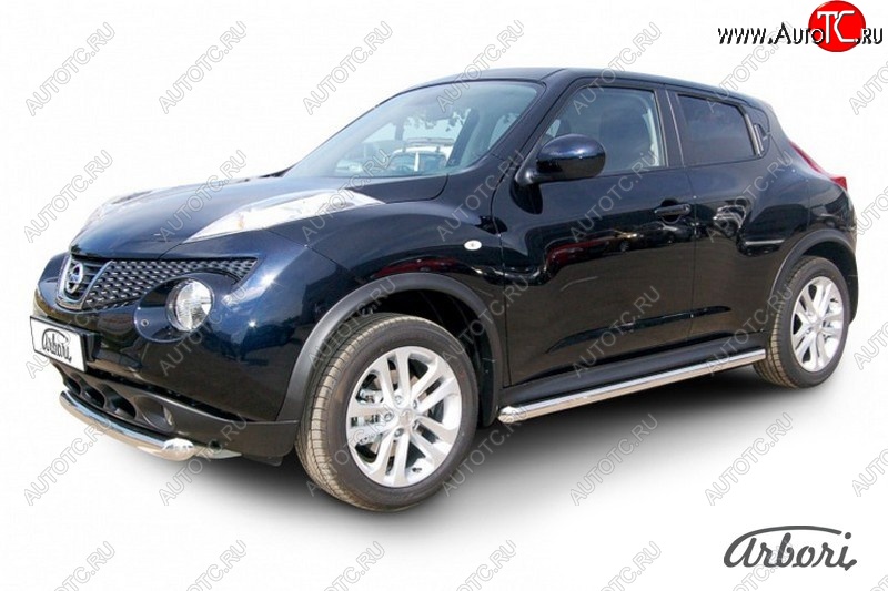 12 149 р. Защита штатных порогов 2WD Arbori (нержавейка, d57 mm). Nissan Juke 1 YF15 дорестайлинг (2010-2014)  с доставкой в г. Пермь