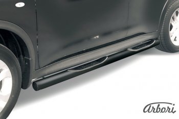 Защита порогов с проступью d76 mm 4WD Arbori Nissan Juke 1 YF15 рестайлинг (2014-2020) (сталь с полимерным покрытием, цвет черный)